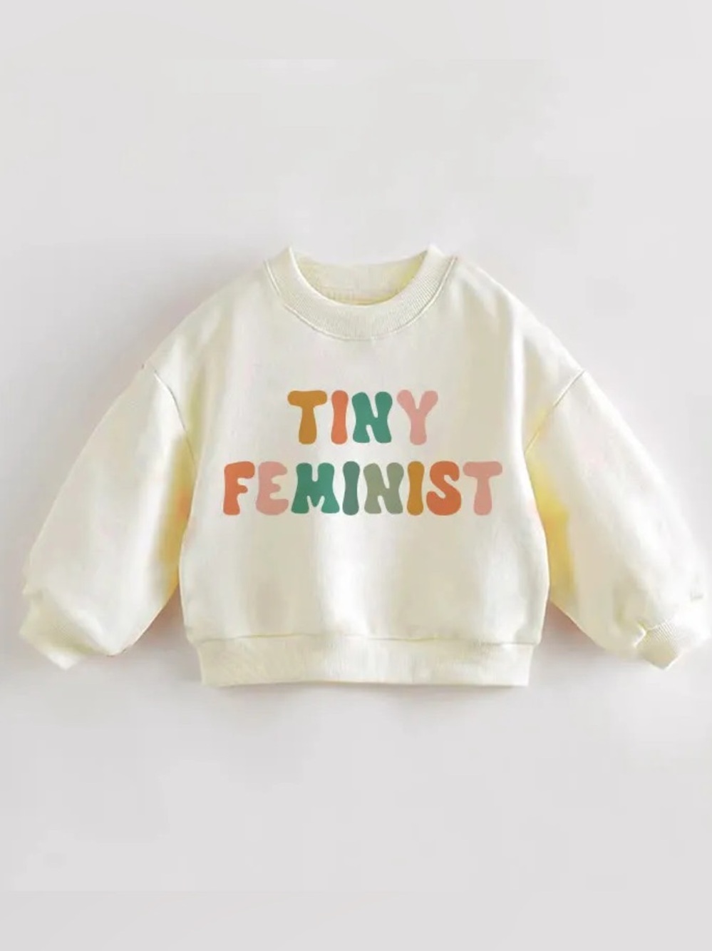 MiniOlie TINY FEMINIST Toddler Cream Sweatshirt Size 3-5T